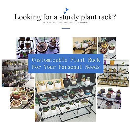 JYYG Portable Plant Stands Custom Shaped Succulents Pot Shelf Standing Baker's Racks for Flowers Metal Shelving Unit for Green House Indoor Outdoor Multifunction Storage Organizer, 7-Grid Black