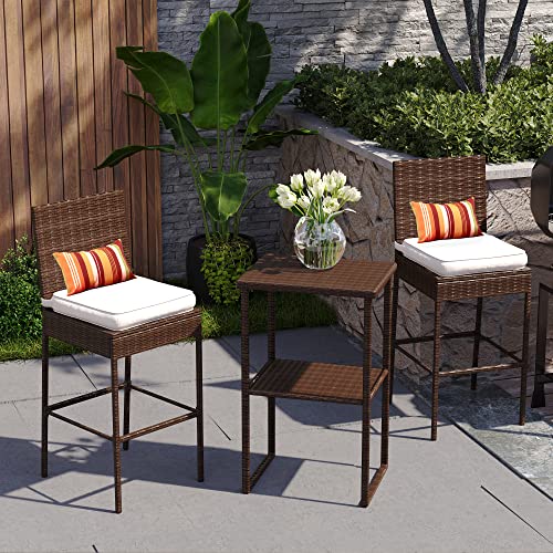 Sundale Outdoor Bar Stools 30 Inch Seat Height Set of 2, Patio Wicker