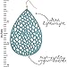 Humble Chic Vegan Leather Earrings for Women - Teardrop Leaf Dangle Statement Filigree Dangling Lightweight Boho Vintage-Style Drops, Aqua Teardrop, Light Blue, Mint, Gold-Tone