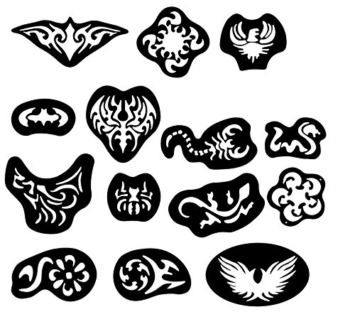 Lucktao 25pcs/set Hair Tattoo Template Hair Trimmer Carved Dye Coloring Tattoos Patterns Stencil DIY Salon Barber Tools - Thumbnail 2