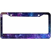 Nicokee Decorative License Plate Frame Beautiful Galaxy Space Car Tag Frame Aluminum Auto License Plate Holder for Men Women