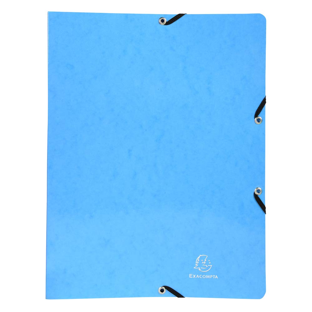 Exacompta - ref. 54897E - 1 coated glossy card binder with rubber bands - 2 round rings 15mm diameter - 20mm spine - External dimensions: 32x25 cm - A4 file size - Colour: light blue