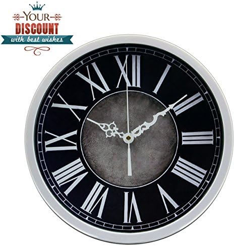 Magho Decorative Wall Clocks Battery Operated ,Non-Ticking Quiet Wall Clock Roman Numerals,for Kitchen/Living Room/Bathroom/Garage etc.(Plastic,12')