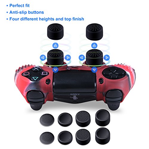 Silicone Skin for PS4 Controller - Anti-slip Covers for DualShock 4 - Anti-slip Protector Case Set for Sony PS4, PS4 Slim, PS4 Pro 2 Controller Skin with 8 Thumb Grips - Thumbnail 3