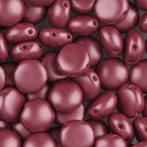 Pastel Dk Coral Preciosa Czech Glass Candy Beads 8mm 2-Hole Cabachon