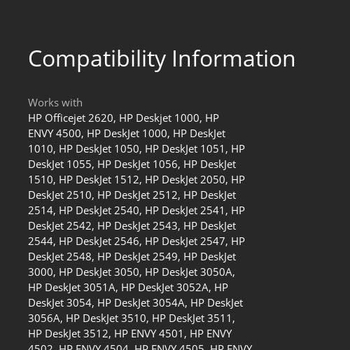 HP 61XL Black High-yield Ink | Works with DeskJet 1000, 1010, 1050, 1510, 2050, 2510, 2540, 3000, 3050, 3510; ENVY 4500, 5530; OfficeJet 2620, 4630 | Instant Ink Eligible | CH563WN|Packaging May Vary