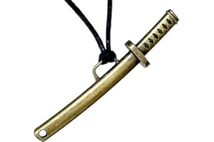 GENERIC Samurai Katana Tanto Nihonto Sword Knife Dagger Bushido Ninja Ninjutsu Shinto Metal Brass Men's Pendant Necklace Protection Amulet Wealth Fortune Lucky Charm Safe Travel Talisman Black Adjustable Cord