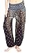 Boho Vib Women's Rayon Print Smocked Waist Boho Harem Yoga Pants (Small/Medium, Peacock 1 Brown)