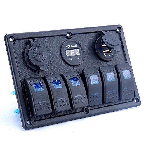 image for DCFlat 5 Pin 4 Gang / 6 Gang Car Marine Boat Circuit RV LED Rocker Swi