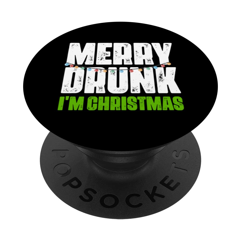 Funny Merry Drunk I'm Christmas Ugly Christmas PopSockets Swappable PopGrip