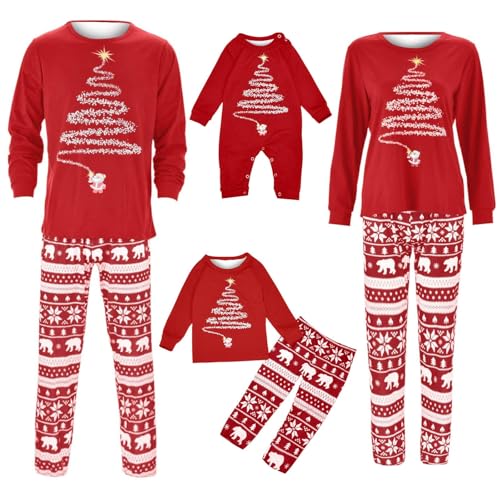 BAUENIEROY mens christmas pyjamas,Family Christmas Pyjamas Set Fashion Mens Womens Printed Xmas Matching Pyjama Kids Pjs Family Cute Boys Girls Matching Christmas Pj， Red ，9 Months