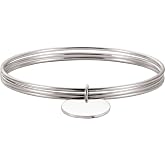 Jewels By Lux Sterling Silver Triple Bangle Bracelet with Circle Charm
