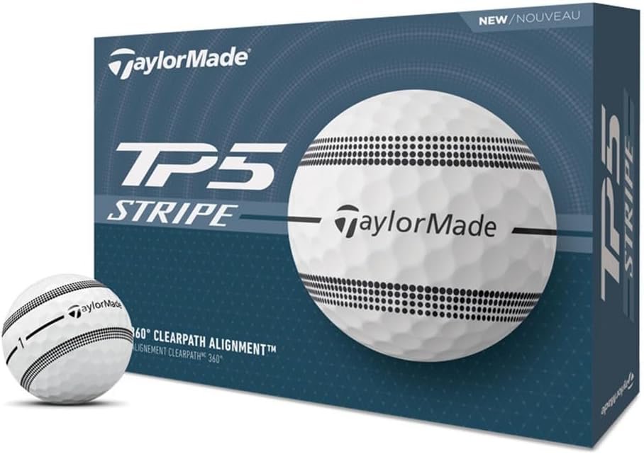 TaylorMade TP5 Stripe Golf Ball 12 Pack White - 5 Layer Tour Ball