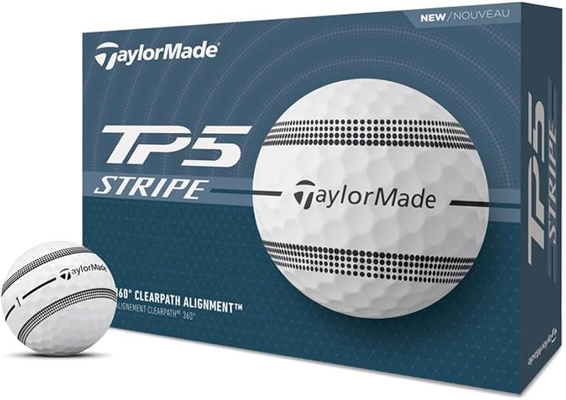 TaylorMade TP5 Stripe Golf Ball 12 Pack White - 5 Layer Tour Ball
