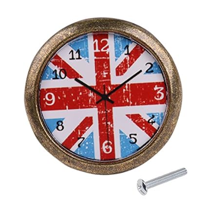 ShoppingLane Classic Clock Door Drawer Bin Pull Knob Closet Wardrobe Handle British Flag