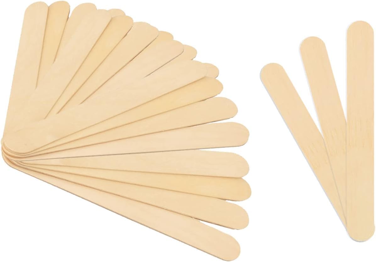 Mibly 100 Pcs Jumbo Large 5.9 Inch Wax sticks for Waxing | Lollipop Craft Sticks Wooden Wax Sticks for Hair Removal on All Body Parts | Lolly Multi Purpose Popsicle Sticks
