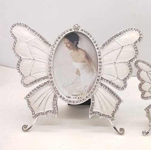 NOVELOVE Metal Photo Frame Colorful Butterfly Wedding Dress Photo Frame 10.2 x 15.3cm