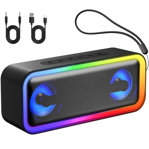 IKT Bluetooth Speaker, 40W Loud Stereo Sound Portable Speaker, 30Hrs Playtime, Speakers Wireless Bluetooth 5.4, Deep Bass, TWS Pairing, IPX7 Waterproof, 7 RGB lights, Speakers for Home/Party/Outdoor
