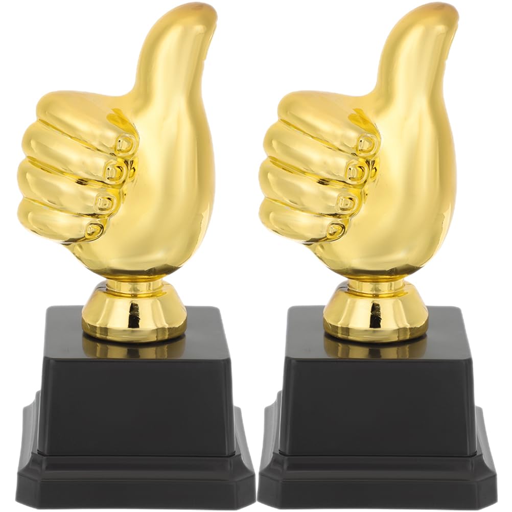 BESPORTBLE Gold Award Trophy, 2Pcs Small Golden Trophy Plastic Award Trophy Cup Winner Trophy Cup for Sports Events Competitions Classroom School Rewards and Party Favors, 5.07inch