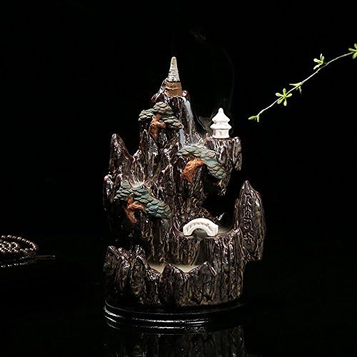 Incense Cone Burner- Ceramic Cone/Backflow Incense Burner Incense Holder &amp; 10 Cones for Home Fragrance Mediation Home Decor