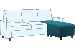 H.VERSAILTEX Ottoman and Sofa Seat Cushion Combined Cover Slipcover Rectangle Sofa Slipcover Fit Length 56'-75' Suitable for L Shaped Seat Cushion Cover or Chaise Part Cover Stretch Thick - Deep Teal