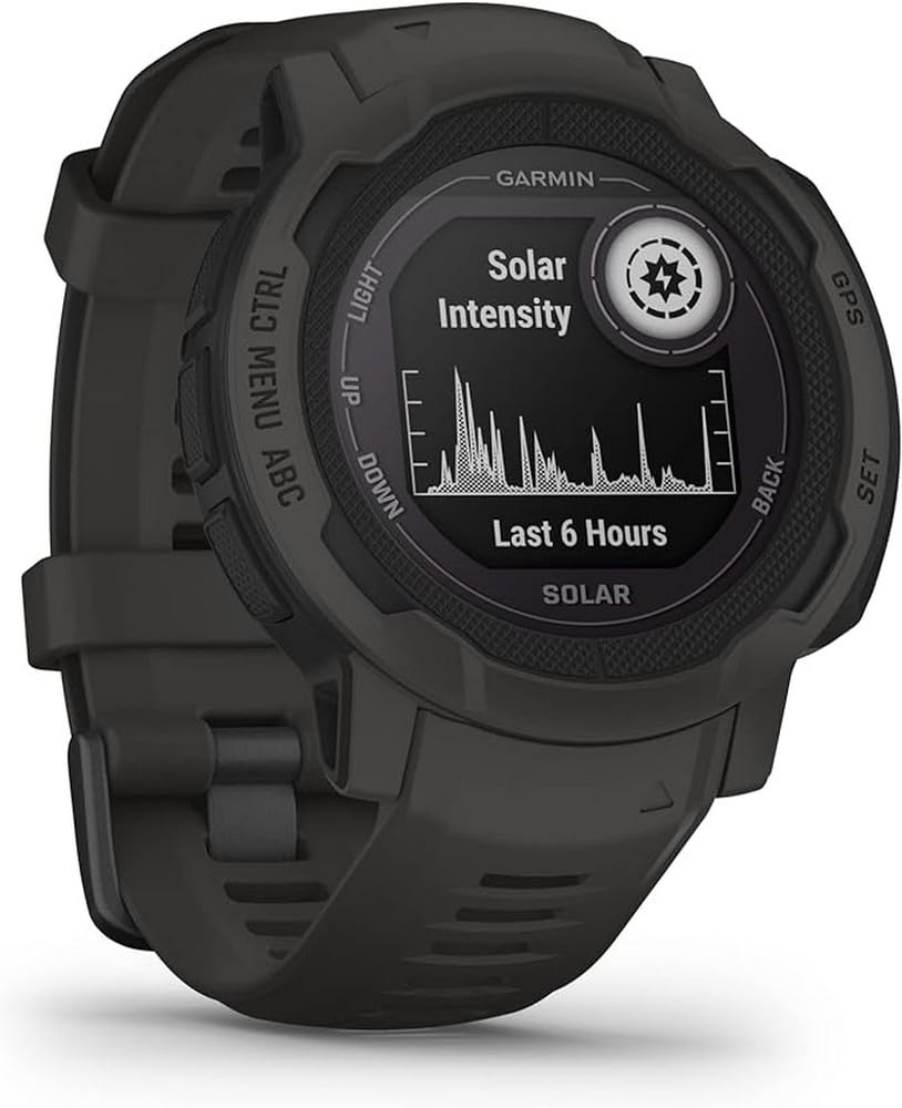 Garmin Instinct 2 Solar, GPS Outdoor Watch, Solar Charging Capabilities, Multi-GNSS Support, Tracbak Routing, Graphite (Renewed)