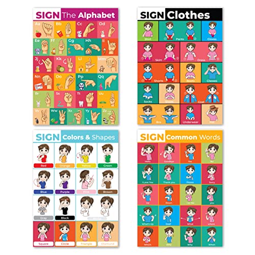 9 ASL American Sign Language Posters Glossy Laminated Educational
