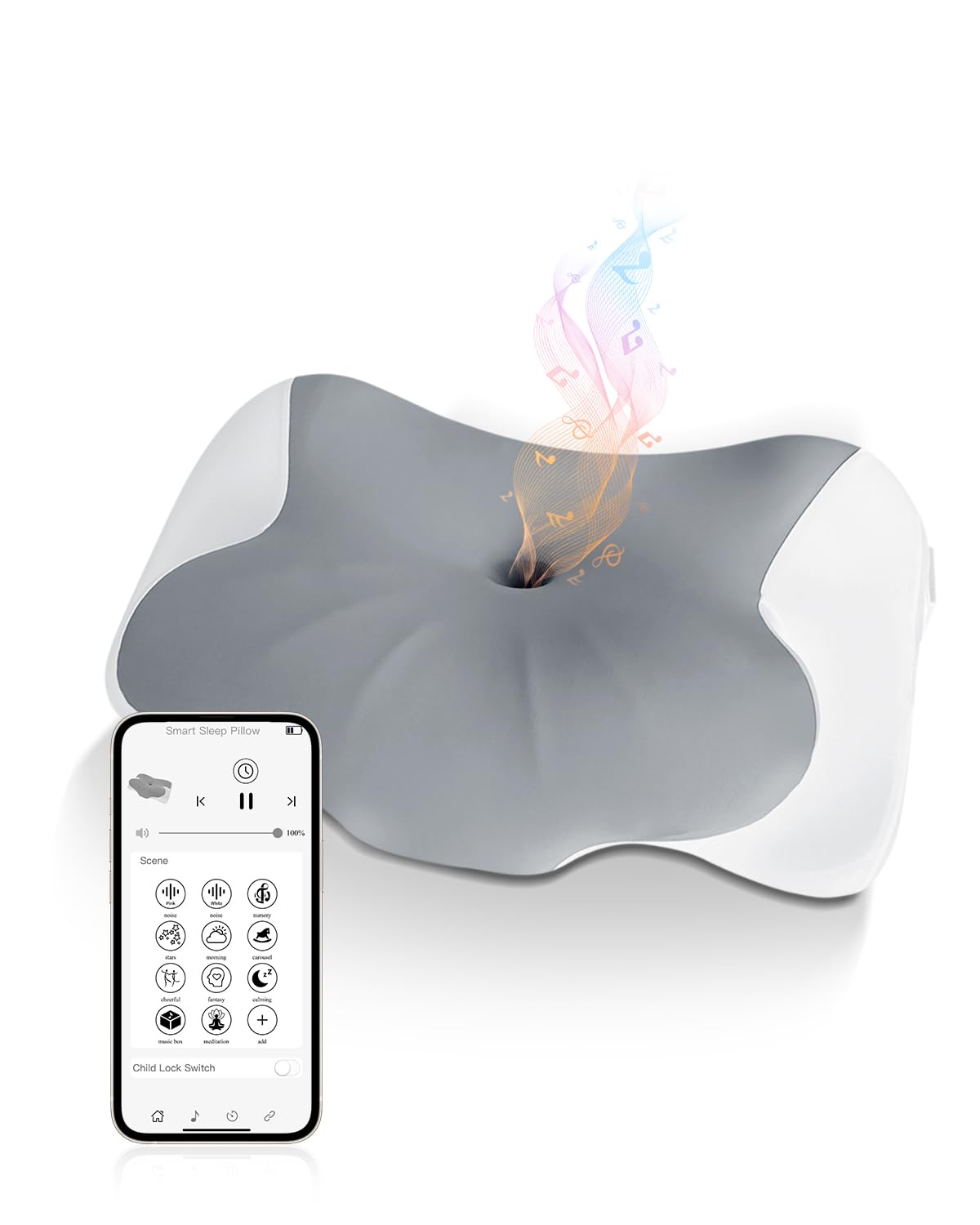 Photo 1 of Hopihe Bluetooth Pillow, Sound Pillow for Tinnitus, Cervical Neck Pillow for Neck and Shoulder Pain Relief, APP Control White Noise Machine Butterfly Cooling Memory Foam Pillow for Side Back Sleeper