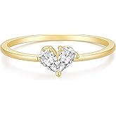 Mameloly 1.3mm 14K Gold Plated Wedding Band for Women Pear Cut CZ Dainty Stackable Heart Engagenment Promise Rings for Her Sizes 4-10