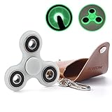Tri Spinner Hand Fidget Toy ULG Fluorescent Hybrid Ceramic Bearing Desk Focus Finger Gyro Toys Glow in the Dark with Leather Case Bag