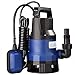 Yescom 1HP 3432GPH 750W Submersible Dirty Clean Water Pump Swimming Pool Pond Flood Drain Heavy Duty Water Transfer