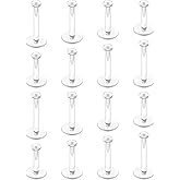 Lcolyoli 18G 16G Clear Earrings for Sports Clear Nose Studs Push Top Piercing Retainers 2mm Flat Top Bioflex Lip Rings Labret Retainer for Women Men
