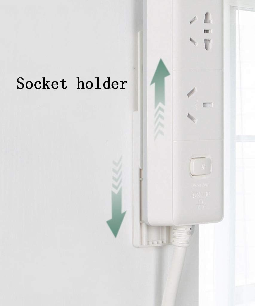 Plug-in Holder, Cable Winder Wall Mount Wall Hanging Storage Without Traces Punch-Free Plug-in Socket (Size : White)