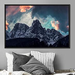signwin Framed Canvas Wall Art Mountainscape Aerial Dramatic...