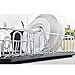POPILION Quality Steel Kitchen Sink Side Dish Drying Rack,Drain Rack Set(3-Piece) with Black Drainboard and Separate Box For Cutlery