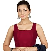 Chandrakala Sleeveless Stretchable Blouses for Women Sarees with Back Side Elastic, Readymade Crop top Choli (B221-P)