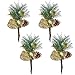 TINGOR 4 Pack Gold Glitter Christmas Picks with Artificial Pine Cone and Leaves for Christmas Flower Arrangements Wreaths and Holiday Decorations