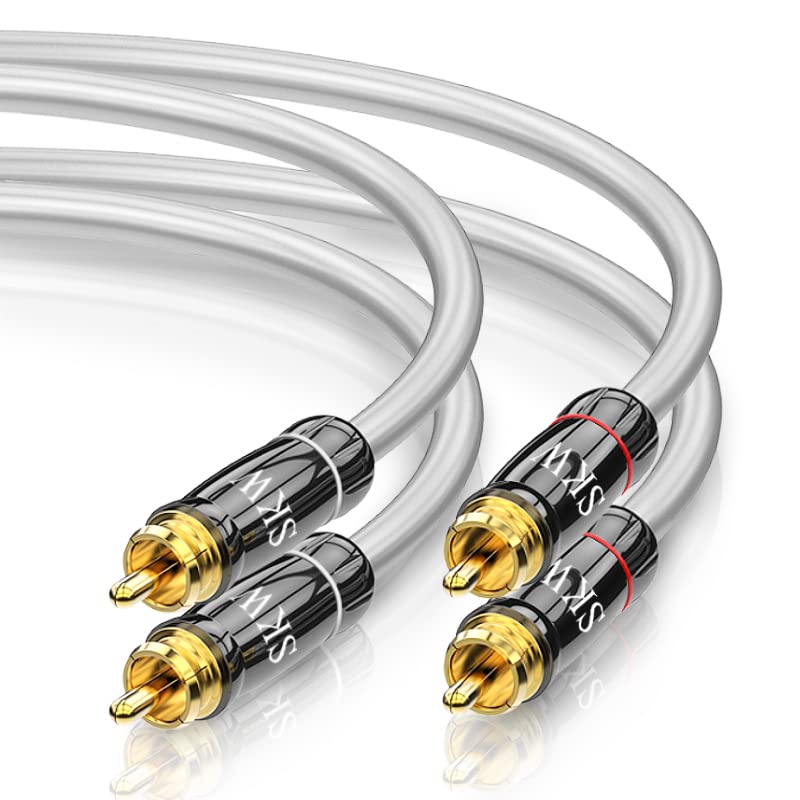 SKW Audiophiles Digital Stereo Audio Cable 2RCA Male to 2RCA Male HiFi System subwoofer Converter Adapter with OD 6mm Audiophile RCA Cable (0.5M, Grey) — image 1