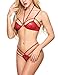 Avidlove Women's Sexy Strappy Lingerie Set Open Cup Halter Lace Babydoll Small Red