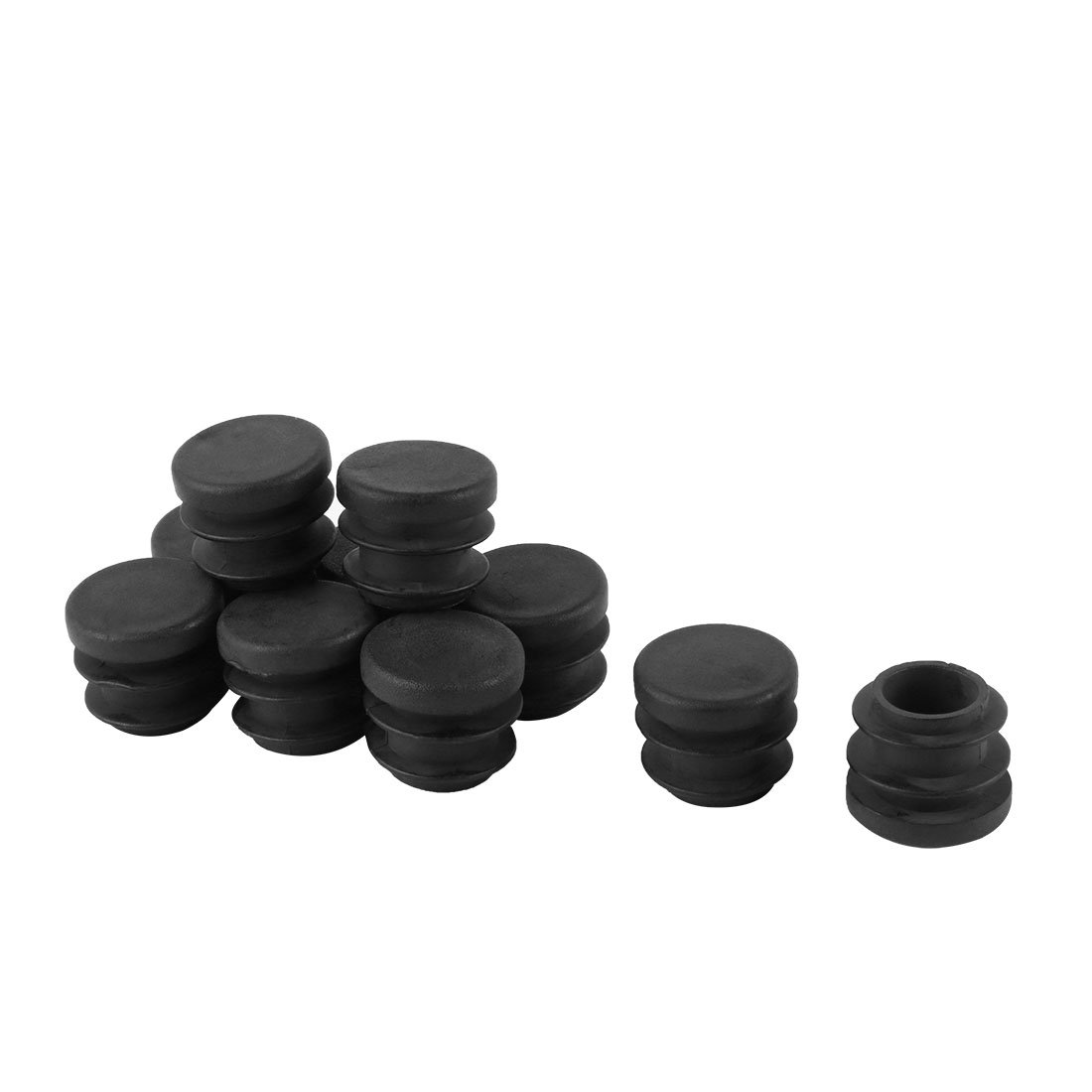 Sourcingmap 10Pcs Black 16mm Dia Round Plastic Blanking End Cap Tubing Tube Insert