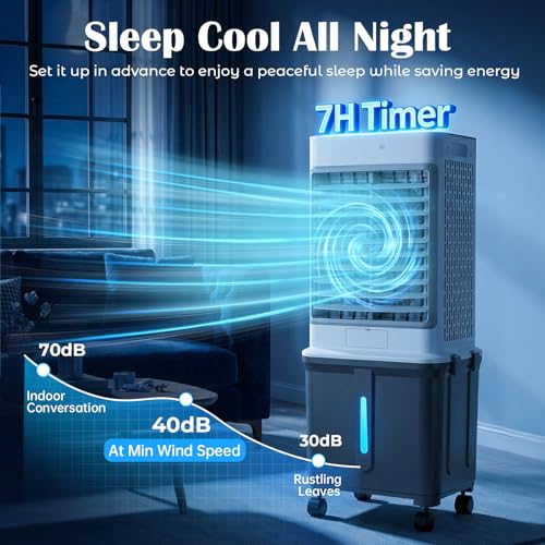Portable Air Conditioner, [8GAL|2237 CFM] Air Cooler, 2 Modes 3 Speeds Portable AC Blow Cold Air, 120° Swing & 7H Timer, 30H+ Cooling, Windowless Air Conditioner w/Remote for Room, Office, Patio