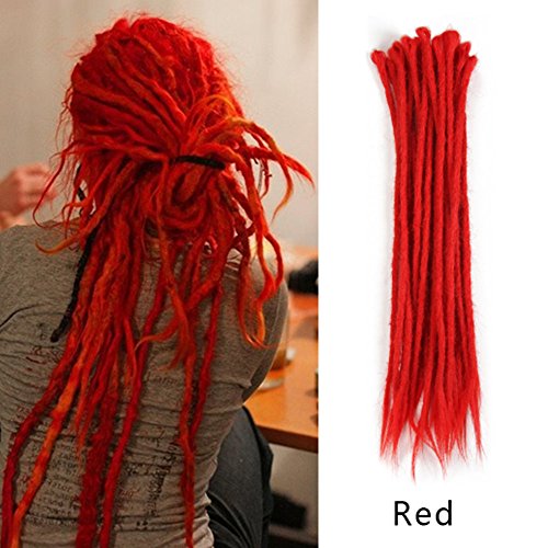 AOSOME 20inch Pack of 20 Red Dreadlocks Hair Extension Crochet Synthetic Hair Reggae Hair Locs