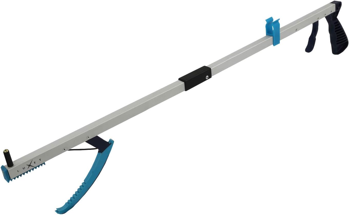 Long Reach Grabber Arm 26” Foldable Trash Claw Reacher Tool with Steel Inner Cord Strong Grip Magnetic Tip, For Store Shelves, Elderly Aid, Trash and Litter Pick up, Durable and Lightweight - by Luxet