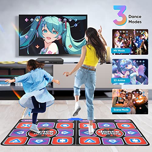 Mechprip Girls Dance Mat, 12 Keys Luminous Music Mat with Bluetooth and Music, Interactive Play Non-Slip for Kids, Adults, Girls and Boys