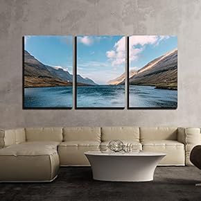 3 Piece Canvas Wall Art - Landscape with Mountain Under The Sky - Modern Home Art Stretched and Framed Ready to Hang - 16"x24"x3 Panels
