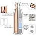 king do way 17oz Double Wall Vacuum Cool Insulation Stainless Steel Water Bottle Leak- Proof and No Sweating Perfect for Summer Outdoor Sports Camping Hiking Cycling (Shining-Rose Gold)