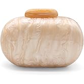 GSYPS Acrylic Evening Clutch Bag for Women Shell Shape Shoulder Crossbody Bag Glitter Marble Purse Handbag