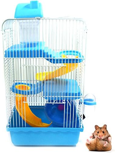 Blytieor Critter Hamster Trail 3-Level Habitat Hamster Cage with Sleeping Platform (Blue)
