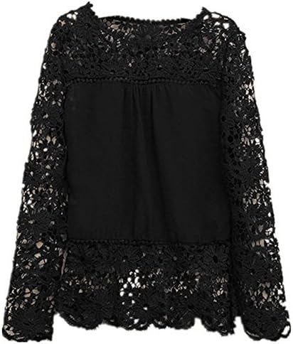 Women's White Lace Sleeve Chiffon Shirt