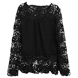 Lovaru Women's Lace Sleeve Chiffon Patchwork Shirt Fashion Blouse